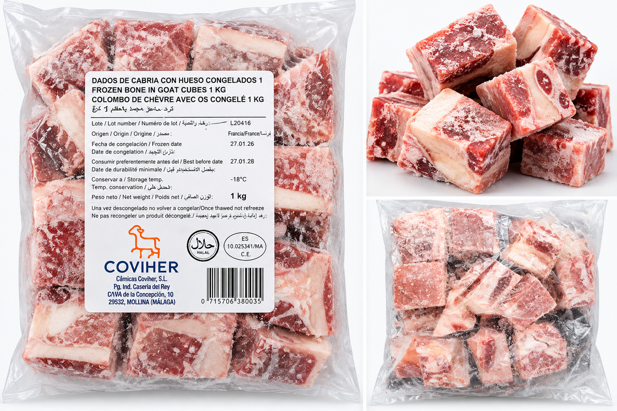 Frozen Bone-In Goat Meat Cubes – 1kg